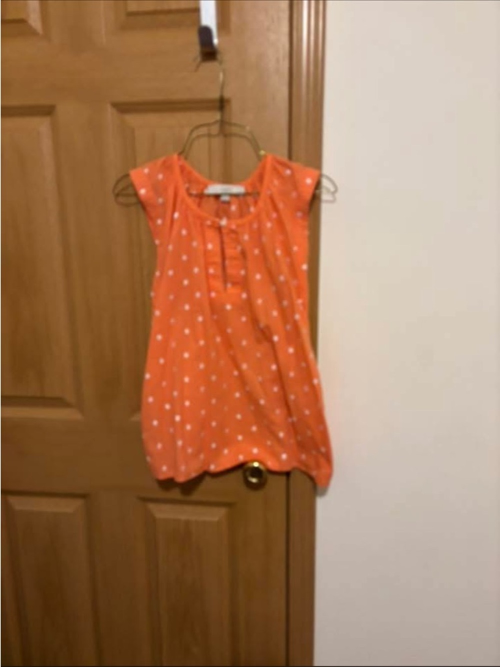 LOFT Orange Polka Dot Sleeveless Blouse